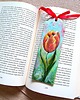zakładki do książek Ręcznie malowana zakładka kwiaty - Tulipany