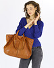 torby na ramię Duża torba shopper skórzana podwójne rączki - brąz camel