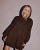 bluza z kapturem damska Bawełniana bluza BASIC OVERSIZE z kapturem czekoladowa