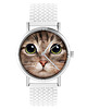 zegarki damskie Zegarek - Kot tygrysek - silikonowy, biały