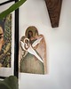 figurki i rzeźby Anioł z drewna orzechowego z łabędziem