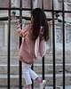 bluzy dla dziewczynki Bluza Brzoskwiniowy KRÓLIK  z Uszami