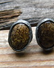 kolczyki wire wrapping bronzyt - owale - sztyfty