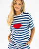t-shirt damskie Bluzka Joy Usta Szerokie Paski Classic Blue
