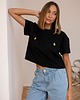 t-shirt damskie T-shirt Crop-Voila Czarny Cytryny