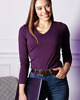 bluzki z długim rękawem damskie LONGSLEEVE V-NECK fioletowy