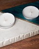 świeczniki i świece Betonowy świecznik na tealighty, biel-złoto-butelkowa zieleń, handmade 1 szt