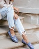 półbuty damskie Skórzane mokasyny Zapato model 001 niebieskie kwiaty