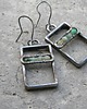 kolczyki wire wrapping Prostokąt chryzopraz     - kolczyki