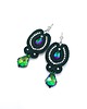 kolczyki soutache Kolczyki sutasz zielone wieczorowe z kryształkami Velo