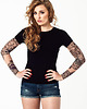 t-shirt damskie Czarny t-shirt damski z tatuażami Subtle India