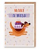 kartki okolicznościowe - wydruki Kartka urodzinowa z pieskiem - "Make a wish"