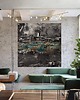 obrazy Obraz elegancki 120x120cm  strukturalny brudne srebro złoto turkus