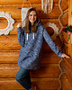 bluza z kapturem damska BLUZA RAGLAN KSENIA niebieski melanż