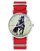 zegarki damskie Zegarek - Czarny koń 2 - czerwony, nato