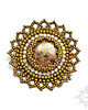 broszki Fleur de bronzite, broszka z bronzytem, beading