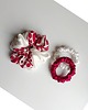 gumki do włosów Biel i czerwień - zestaw jedwabnych scrunchie