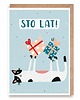 kartki okolicznościowe - wydruki Kartka urodzinowa z kotem - "Sto lat"