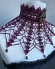 chokery Secesyjny Koronkowy naszyjnik w kolorze ciemnego fioletu z piękną broszą