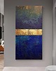 obrazy Obraz artystyczny  80x160cm w kolorach granatowy indygo  złoto
