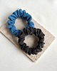 gumki do włosów 2 jedwabne gumki scrunchies Blue Silk & Brown Silk
