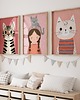 obrazy i plakaty do pokoju dziecięcego Zestaw 3 Plakaty kolorowe kotki kot dla dziewczynki