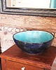 umywalki Umywalka ceramiczna, umywalka turkusowa, nablatowa, okragła