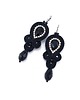 kolczyki soutache Kolczyki sutasz czarne klasyczne z kryształkiem Ana