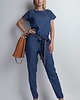 kombinezony damskie Kombinezon z paskiem, KB107 jeans