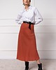 spódnice maxi Lejąca, długa spódnica, RUSTY RED