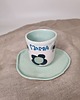 kubki Zestaw ceramiczny - KWIATY- kubek z talerzykiem