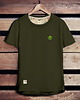 t-shirty męskie Koszulka męska z naszywką LEŚNE OBOZOWISKO khaki -