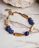 bransoletki z kamieni naturalnych Bransoletka LAPIS LAZULI i  LAWA : granatowo - złota