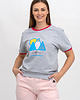 t-shirt damskie T SHIRT DAMSKI w szare paski z nadrukiem