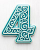 napisy dekoracyjne i tabliczki Numer mieszkania, cyfra 4 turkusowa, wysokość 8 cm