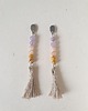 kolczyki z kamieniami Kolczyki BOHO ART z lnianym chwostem, jadeit, jaspis, fiolet, pomarańcz, beż