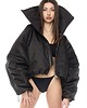 kurtki damskie Krótka kurtka typu bomber collar czarna
