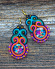 kolczyki soutache Kolorowe kolczyki sutasz z kaboszonem z grafiką