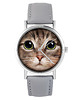 zegarki damskie Zegarek - Kot tygrysek - skóra, szary