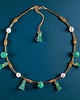 chokery Choker wakacyjny : morska zieleń: perły, hematyt, howlit, chwosty