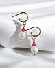 kolczyki z kamieniami Kolczyki FUCHSIA & PEARL collection: perła i agat : sztyfty-kółka