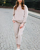 komplety damskie Dres damski,bluza,spodnie,beżowy welur