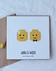 kartki scrapbooking Klocki. Żółte ludziki - kartka walentynkowa
