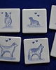 podkładki do kuchni Podkładki pod kubki kafelki psy kobaltowe