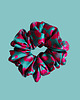 gumki do włosów Gumka jedwabna, scrunchie, frotka turkusowa panterka MAXI