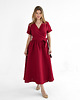 sukienki midi damskie Lniana Sukienka JASMINE RED WINE