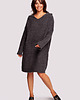 sukienki midi damskie Sweter sukienka z kapturem-grafitowy(BK-089)