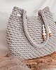 torby na ramię Duża pleciona torebka na ramię Belly bag - perłowa
