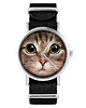 zegarki damskie Zegarek - Kot tygrysek - czarny, nylonowy