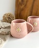 kubki Kubek Beczułka ręcznie robiony 320 ml  - Różowa stokrotka